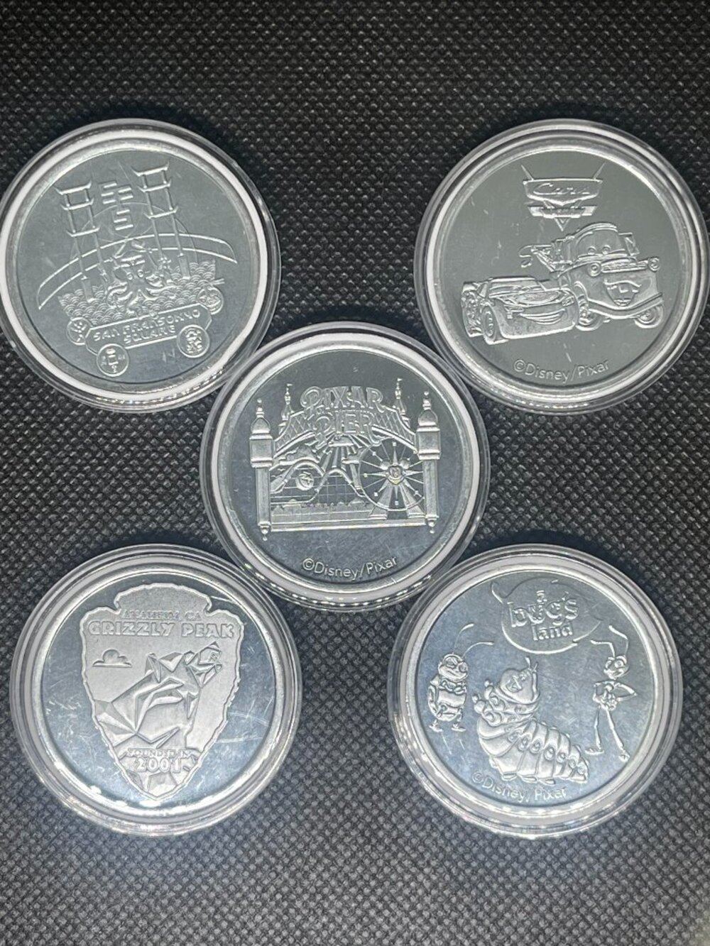 Disney California Adventure 25th Anniversary 5 Coin Medallion Set